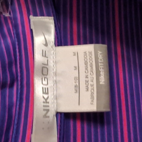 Nike Golf FitDry Day On The Links Purple and Pink Striped Polo - Picture 2 of 5